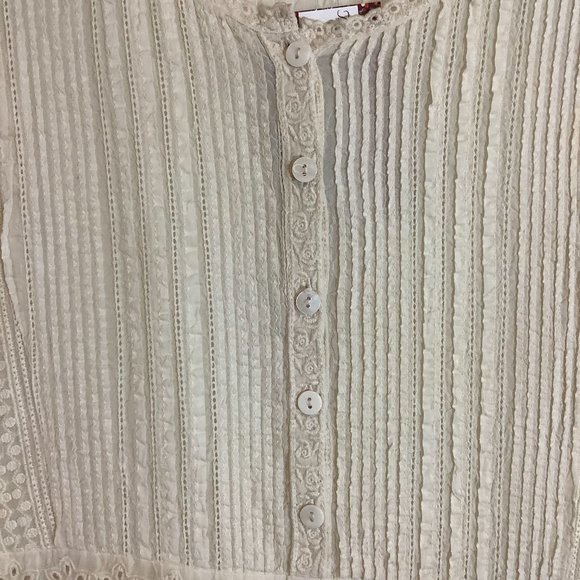 Johnny Was tan long sleeve lacey blouse size small - Picture 4 of 6